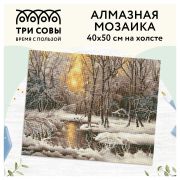 Алмазная мозаика ТРИ СОВЫ «Зима», 40*50см, холст, картонная коробка с пластиковой ручкой