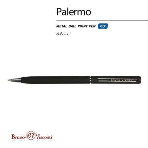 Ручка шариковая BRUNO VISCONTI «Palermo», черный металлический корпус, 0,7 мм, синяя, 20-0250/01